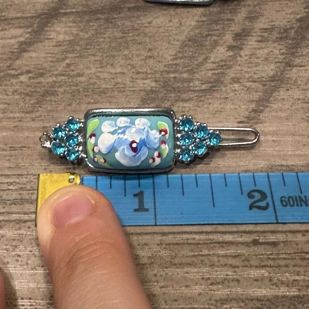 EUC Vintage Hairclip Set Blue Green & White - Picture 7 of 9